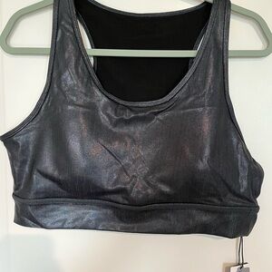 NWT Mono B Black Shimmer Sports Bra with Racerback